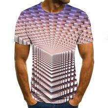 Summer 2020 new three-dimensional vortex men's T-shirt 3D printing summer O-collar daily casual funny T-shirt 2024 - buy cheap