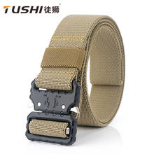 2021 Hot Sell TUSHI High-grade Thickening Men Belt Elastic Polyester Weave Male's Waistband Metal Quick Release Buckle 125*3.8cm 2024 - buy cheap