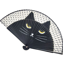 Lindo gato de dibujos animados plegable ventilador de seda de mano ventilador hueco plegado manual Fans al aire libre baile decoración para fiesta de boda 2024 - compra barato