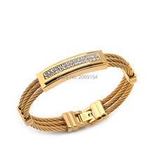 Pulseira de ouro masculina, joias de aço inoxidável tcheco broca pulseira fashion nova pulseira clássica 2024 - compre barato