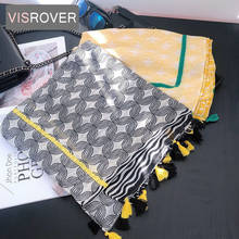 Visrover-cachecol liso, laranja, estampa geométrica, viscose, envoltório azul, primavera, xale, praia, pescoço, pashmina, muçulmano, hijab, presente, 2021 2024 - compre barato