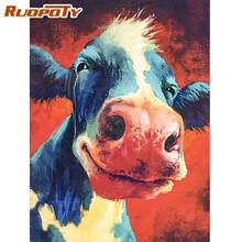 RUOPOTY-Cuadro con marco de animales de vaca, pintura por números, lienzo acrílico, arte de dibujo pintado a mano 2024 - compra barato