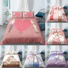 Sweetheart Couple Bedding Set 3D Print Cartoon Lover Sense Duvet Cover 2/3pcs Quilt Sheet With Pillowcase Single Double Bedcloth 2024 - buy cheap