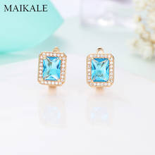 MAIKALE Luxury Square Stud Earrings with Colorful Cubic Zirconia Gold Silver Color Charm Earrings for Women Fashion Jewelry Gift 2024 - buy cheap