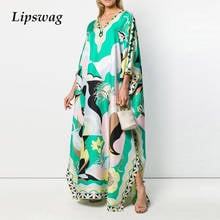 Elegant V-neck Split Lady Party Dresses Vintage Floral Printed Beach Long Dress Fashion Summer 3/4 Sleeve Women Loose Maxi Dress 2024 - buy cheap