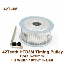 POWGE 42 Teeth 3M Synchronous Pulley Bore 6-20mm Fit Width 10/15mm 3M Belt 42T 42Teeth HTD 3M Timing Belt Pulley 42-3M AF 2024 - buy cheap
