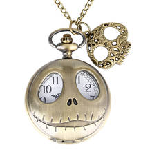 O estranho relógio de bolso com tema de quartzo, colar de bronze e crânio de pendurar, estilo punk 2024 - compre barato