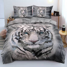 Ropa de cama de Tigre, juego de edredón y funda de almohada, 3D, 140x200cm, doble, Queen, Super King Size, gris 2024 - compra barato