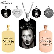 Johnny Hallyday Pendant Necklace Custom Photo Name Stainless Steel Chian Personalized Necklaces For Women Men Hip Hop Jewelry 2024 - buy cheap
