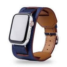 Cuff Watchband for Apple Watch Band 42mm 38mm 40mm 44mm Bracelet Belt Luxury Genuine Leathert Strap for iWatch Series 5 4 3 2 1 2024 - buy cheap