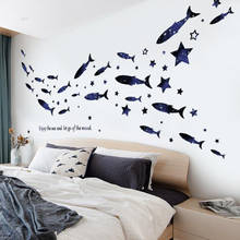 Creative Personality Poster Paper Wall Stickers DIY Blue Stars Whales Fish Decals for Bathroom Living Room Decoration 2024 - buy cheap