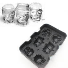 4-Cavity 3D Skull Silicone Ice Cube Tray Mold Bar DIY Whisky Wine Ice Maker Skull Head Ice Cube Mold Bar Party Supplies 2024 - купить недорого