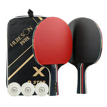 Raquete de ping pong de borracha para tênis de mesa, conjunto com 2 jogadores, 1 par de raquetes, 3 bolas para competição esportiva de ping-pong 2024 - compre barato