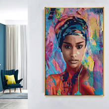 Abstract Africa Girl Oil Canvas Painting Colorful Women Portrait Wall Art Posters and Prints Wall Art for Living Room Cuadros 2024 - buy cheap