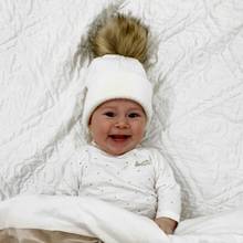 Chapéu de inverno infantil de malha, chapéu para crianças falso guaxinim pompom chapéu para meninos meninas chapéu de bebê 2024 - compre barato