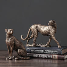 European Vintage Panther Statue Animal Figurine Leopard Sculpture Home Office Decoration Resin Craft Ornament Gift 2024 - buy cheap