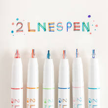 Креативные пластиковые 2-строчные ручки 0,5 мм, цветные маркеры ed для ручной работы, двухцветные маркеры для рисования 2024 - купить недорого