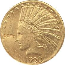24-K позолоченный 1920-S $10 золото индийская половина монета с изображением орла копия 2024 - купить недорого