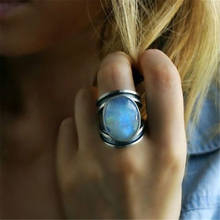 Женское кольцо с тибетским большим кристаллом Mostyle, Винтажное кольцо в стиле бохо с античным индийским лунным камнем, ювелирные изделия для девушек и женщин, подарки 2024 - купить недорого