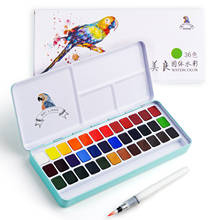 Meiliang 36 Colors Solid Watercolor Paint Set Not-toxic Paints Portable Metal Case with Palette and Art Paint Brushes 2024 - buy cheap