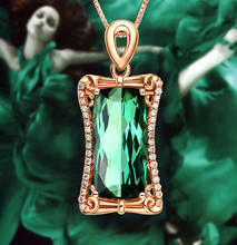 Collares con colgante de diamantes para mujer, gemas de esmeralda de cristal verde de 5 quilates grandes, gargantilla de color oro rosa, joyería, bisutería 2024 - compra barato