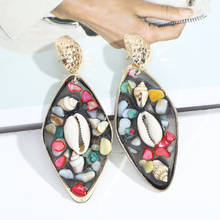 Dvacaman New Style Resin Long Drop Earrings Bohemian Colorful Stones Shell Dangle Earrings for Women Summer Beach Jewelry Party 2024 - buy cheap