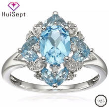 HuiSept Trendy Women Ring Silver 925 Jewelry with Sapphire Zircon Gemstone Finger Rings Ornaments for Wedding Party Bridal Gift 2024 - buy cheap