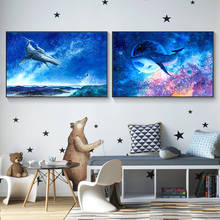 Cartoon Dolphin Canvas Art Animal Poster Kids Bedroom Decoration Canvas Painting Prints Modern Nursery Wall Picture For Home 2024 - buy cheap