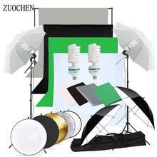 ZUOCHEN 2×135W Photography Studio Umbrellas Lighting Kit White Black Green Gray Backdrop Light Stand Reflector Kit For Facebook 2024 - buy cheap