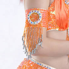 Braçadeira de dança do ventre 12 cores, dança do ventre oriental, com lantejoulas ajustáveis, acessório para dança do ventre (1 peça e 1 par) 2024 - compre barato