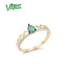 Vistoso anéis de ouro femininos, anel esmeralda em ouro amarelo 14k 585, joia fina de noivado e coroa com diamante 2024 - compre barato