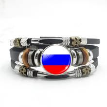 Pulsera con bandera de países del mundo para hombre y mujer, brazalete con cabujón de cristal, cuero negro, botón a presión, unicornio, para niños, regalos de joyería 2024 - compra barato