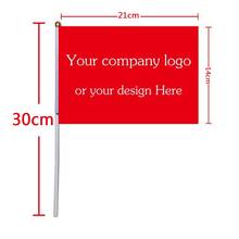 Custom Flags Your Logo Competitive Price 50pcs Mini Portable Hand Held Waving Material Pole And Printing,Free Shipping 2024 - buy cheap