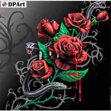 Daipor pintura completa quadrada/redonda de perfuração vermelha de rosa cobra 5d diamante de strass kit de pintura de bordado e ponto cruz imagem m972 2024 - compre barato