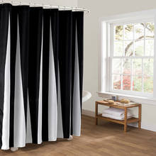 Cortina de chuveiro impermeável, preto e branco, tira vertical, em tecido de poliéster, para banheiro, à prova d'água 2024 - compre barato