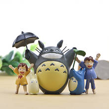 Figuras en miniatura de My neborder Totoros con paraguas, muñecos de Anime japoneses adorables de PVC, 5 unids/lote 2024 - compra barato
