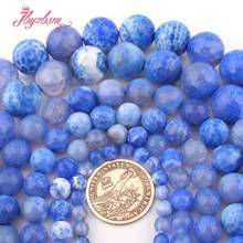 Miçanga redonda azul facetada 6,8,10,12mm contas de pedra de ágata cortada para colar pulseiras faça você mesmo fabricação de joias 15" 2024 - compre barato
