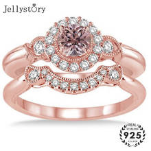 Jellystory Женская мода кольцо 925 стерлингового серебра круглые драгоценные каменные простой Стиль Лидер продаж розовое золото кольцо для женщин ювелирные изделия оптом 2024 - купить недорого