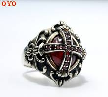 925 Sterling Silver Hand Inlaid Ruby Domineering Tough Guy Gothic Vampire Ring 2024 - buy cheap