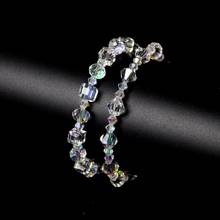 Korean Fashion Square Zircon Chain Bracelets For Women Dazzling Transparent Crystal Bracelet Geometric beads Jewelry Adjustable 2024 - buy cheap