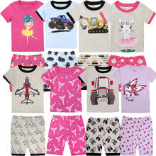 Pijama infantil para meninos e meninas, conjunto de roupas de algodão para meninos e meninas com estampa de dinossauro e princesa 2024 - compre barato