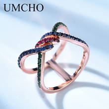 Женское кольцо из натуральной 925 пробы UMCHO, серебряное кольцо с двойным кольцом, ювелирные изделия из стерлингового серебра для свадьбы, помолвки, Подарочные ювелирные украшения 2024 - купить недорого