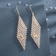 Fashion 1314 Earrings For Women Shining Crystal Geometric Earings 2022Trend Jewelry Female Statement Rhombus Dangle 2024 - buy cheap