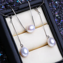 FENASY 925 Sterling Silver Jewelry Sets Natural Pearl Drop Earrings Custom Drop Pendant Chain Choker Necklaces For Women 2024 - buy cheap