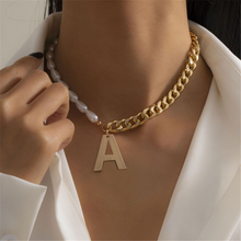 DIEZI-collar de perlas elegante Vintage para mujer, colgante con forma de letra A, cadena de Metal de Color dorado, joyería con estilo 2024 - compra barato