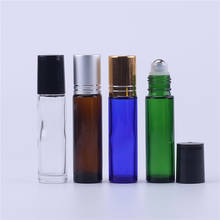 10 Uds. Botellas de vacío de 10 ámbar claro ML azul verde y esmerilado en rollo de vidrio para aceites esenciales de perfume, Bola de rodillo para uso en viajes 2024 - compra barato