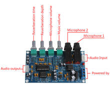 Placa amplificadora de microfone, potência dupla, módulo de som amp, placa de reverb digital d08a 2024 - compre barato