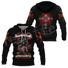 Tessvel-Sudadera con capucha de caballero templario, ropa de calle con estampado 3D, con cremallera, Sudadera con capucha, chaqueta, 12 2024 - compra barato