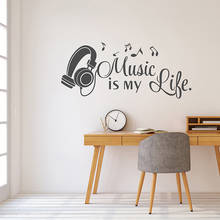 Music Headphone Wall Decal Quote Music Is My Life Headphone Music Wall Decor Vinyl Decal for Kids Teens Room Decor Poster Z843 2024 - buy cheap