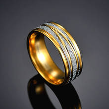 Anéis de aço inoxidável com padrão, joia dourada de noivado para mulheres e homens 2024 - compre barato
